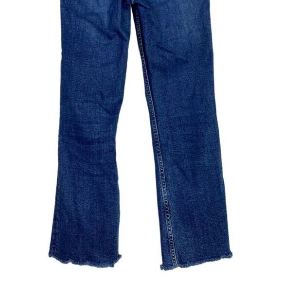 ZARA High Rise Straight Leg Raw Hem Broken In Stretchy Jean Zip 2 Blue #3926 - Picture 7 of 15